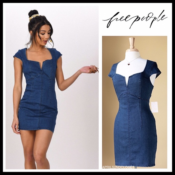 ❗️6-HOUR SALE❗️FREE PEOPLE BOHO DENIM DRESS A2C - Picture 8 of 8